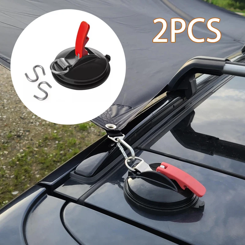 

2Pcs Tent Suction Cup Anchor Securing Hook Tie Down Durable Heavy-duty Camping Tent Accessory Tarp As Car Side Awning Pool Tarps