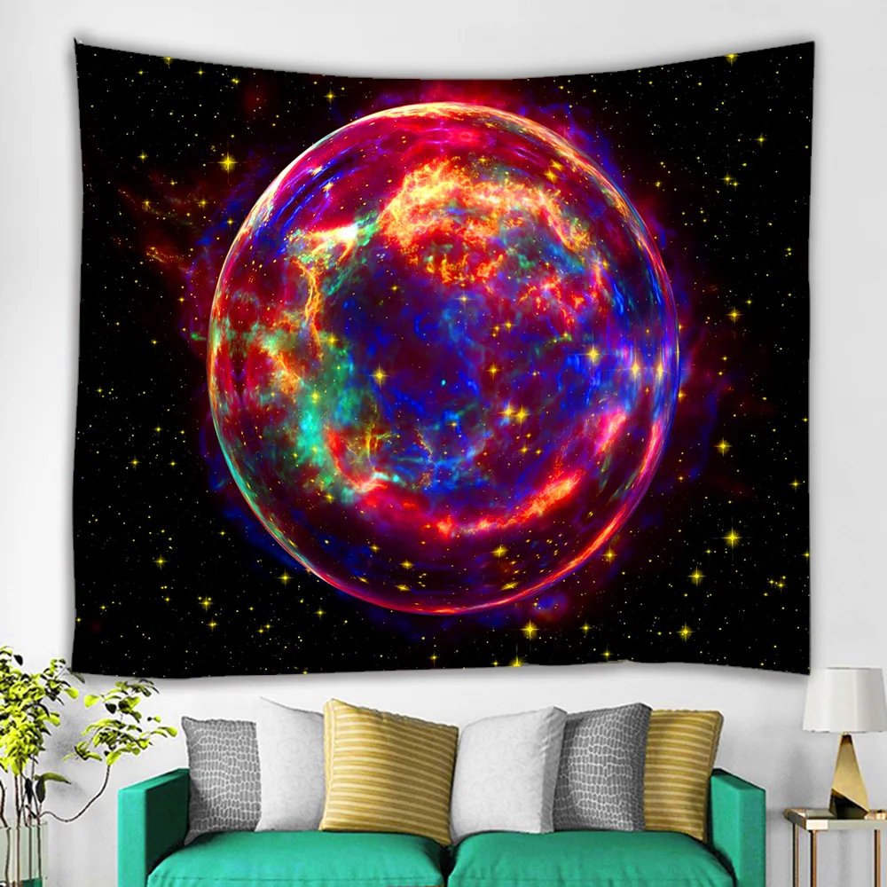 

Psychedelic universe series star tapestry hanging cloth starry sky fabric wall hanging decoration polyester curtain plus table c