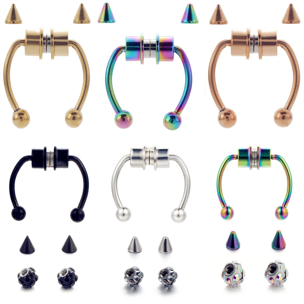 

2021 Fake Piercing Nose Ring Alloy Nose Piercing Hoop Septum Rings for Women Body Jewelry Gifts Fashion Magnetic Fake Piercing
