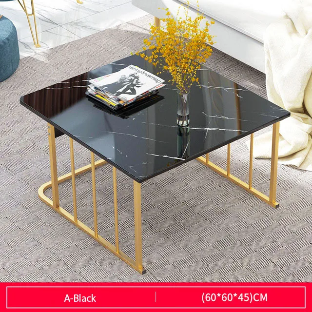 Мраморный узор журнальный столик светлый Роскошный белый черный золотой чайный