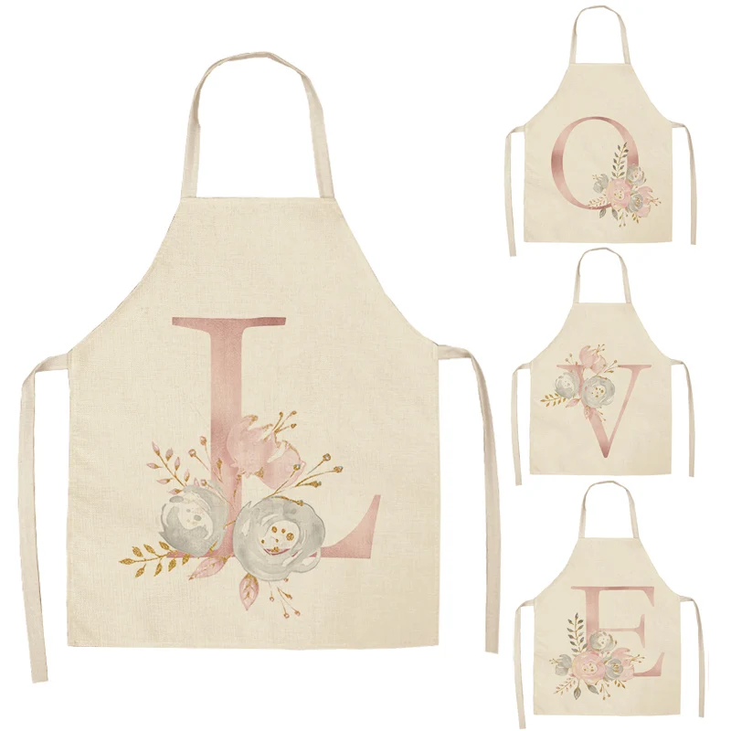 1 шт. розового цвета с цветочным рисунком для девочек из хлопка и льна фартуки