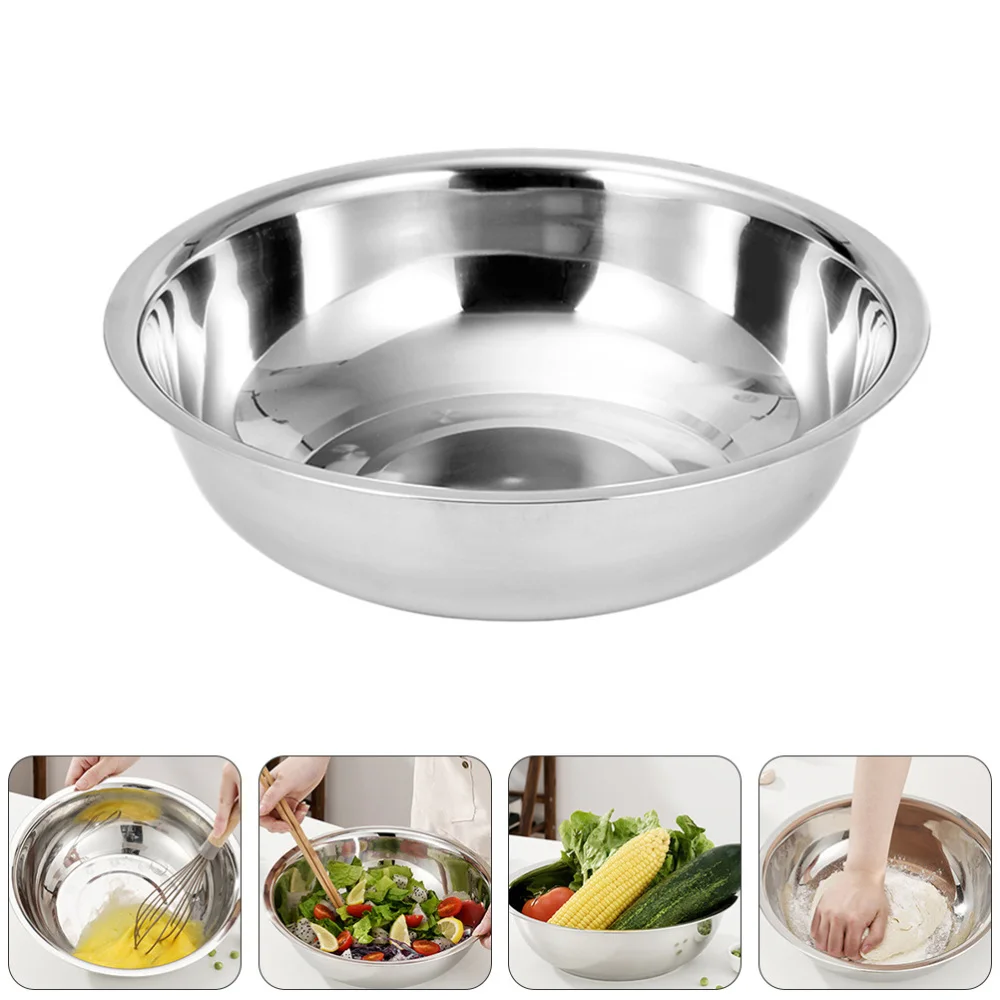 

1pc Stainless Steel Basin Vegetable Washing Pot Salad Mixing Bowl Tableware
