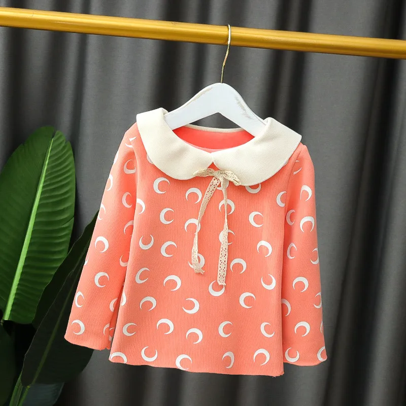 Зимний свитер для девочек одежда нижняя рубашка теплый с лацканами милая