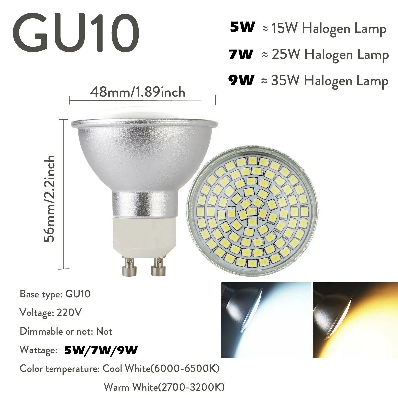 Светодиодная лампочка GU10 3 Вт 5 7 48/60/80 светодиосветодиодный S 2835 SMD 220 В