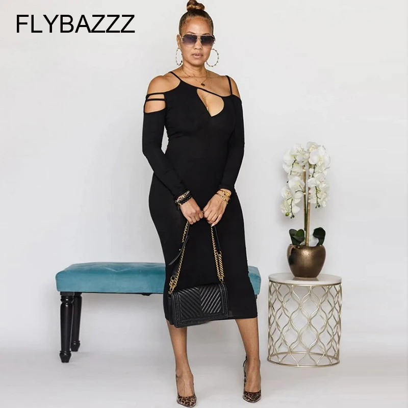 

Женское ажурное платье макси с открытыми плечами, повседневное облегающее платье с длинным рукавом и глубоким вырезом, уличная одежда, осен...