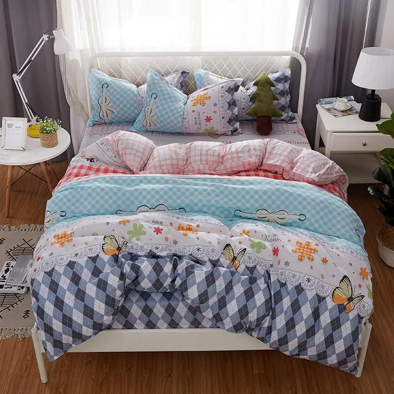 

50bedding set 5 size Stripe heart black bed linen 4pcs/set duvet cover set Pastoral bed sheet AB side duvet cover 2019 bed