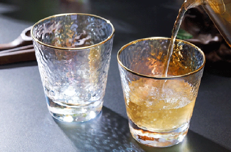 

Set of 2-280/400ml multicolor Hammer pattern home water glass high quality office juice water glass cup GLA-113