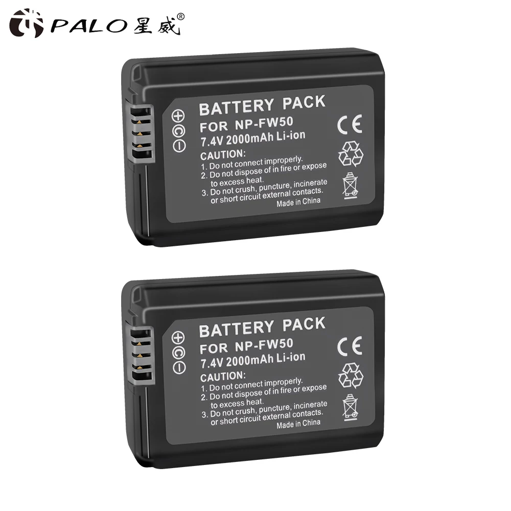 PALO 2 шт 2000mAh NP-FW50 NP FW50 батарея камеры + lcd USB двойное зарядное устройство для sony Alpha