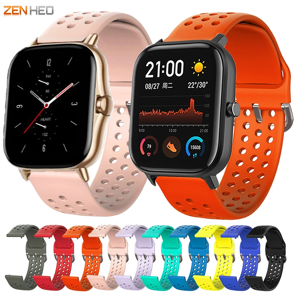 

20mm Silicone Strap for Xiaomi Huami Amazfit GTS 2 2e/Bip Lite/Bip U/GTR 42mm Replacement Watch Band for For Garmin Venu SQ