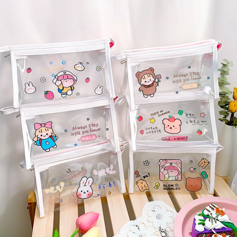 

Милая прозрачная косметичка для хранения, дорожные водонепроницаемые сумки для мытья, органайзер для ювелирных изделий, Пеналы, канцелярск...