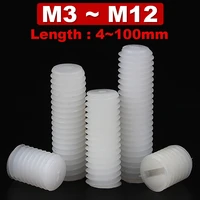 white nylon machine meter screw plastic tightening headless screw slotted kimi m3 m4 m5 m6 m8 m10 m12 insulated bolt metric