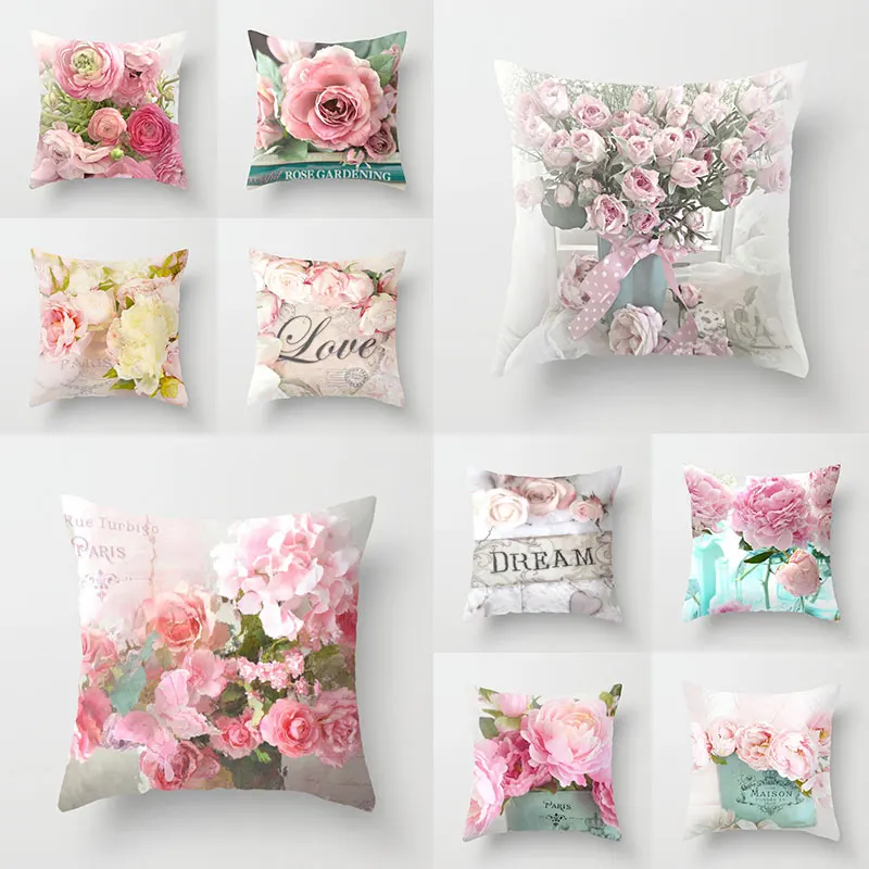 

Printing Series Pillow Cover Home Sofa Back Cushion Throw Case Flower Pillowcase For Bedroom Home Office Decorative Pillowcase