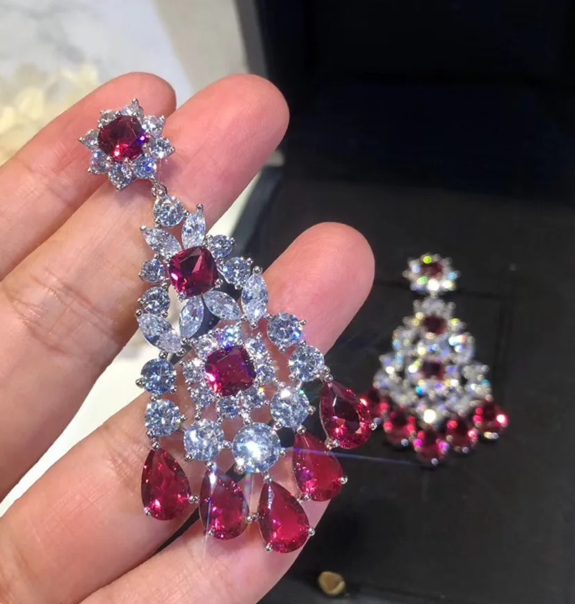 Серьги с блестящим драгоценным камнем цветочные серьги натуральным кристаллом