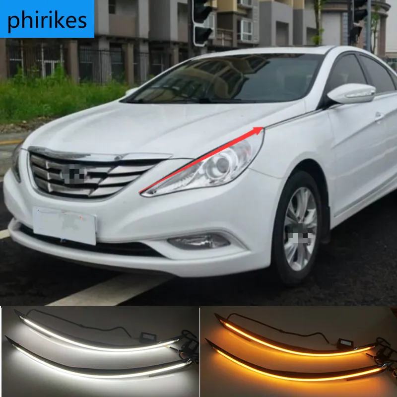 

1 пара автомобиля 12v светодиодный дневные ходовые огни для Hyundai I45 Sonata 2011 2012 2013 2014 Габаритные огни вождения Sonata 8 противотуманная фара