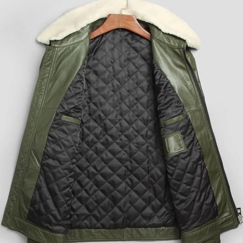 2020 Новая модная куртка с меховым воротником из натуральной кожи мужская овечьей