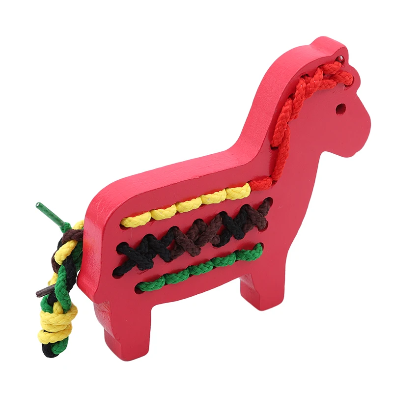 

1 Set Baby Animal Stringing Toy Red Threading Board Puzzle Wooden Toy Animal Threading Jigsaw Puzzles for Baby Kids Gift