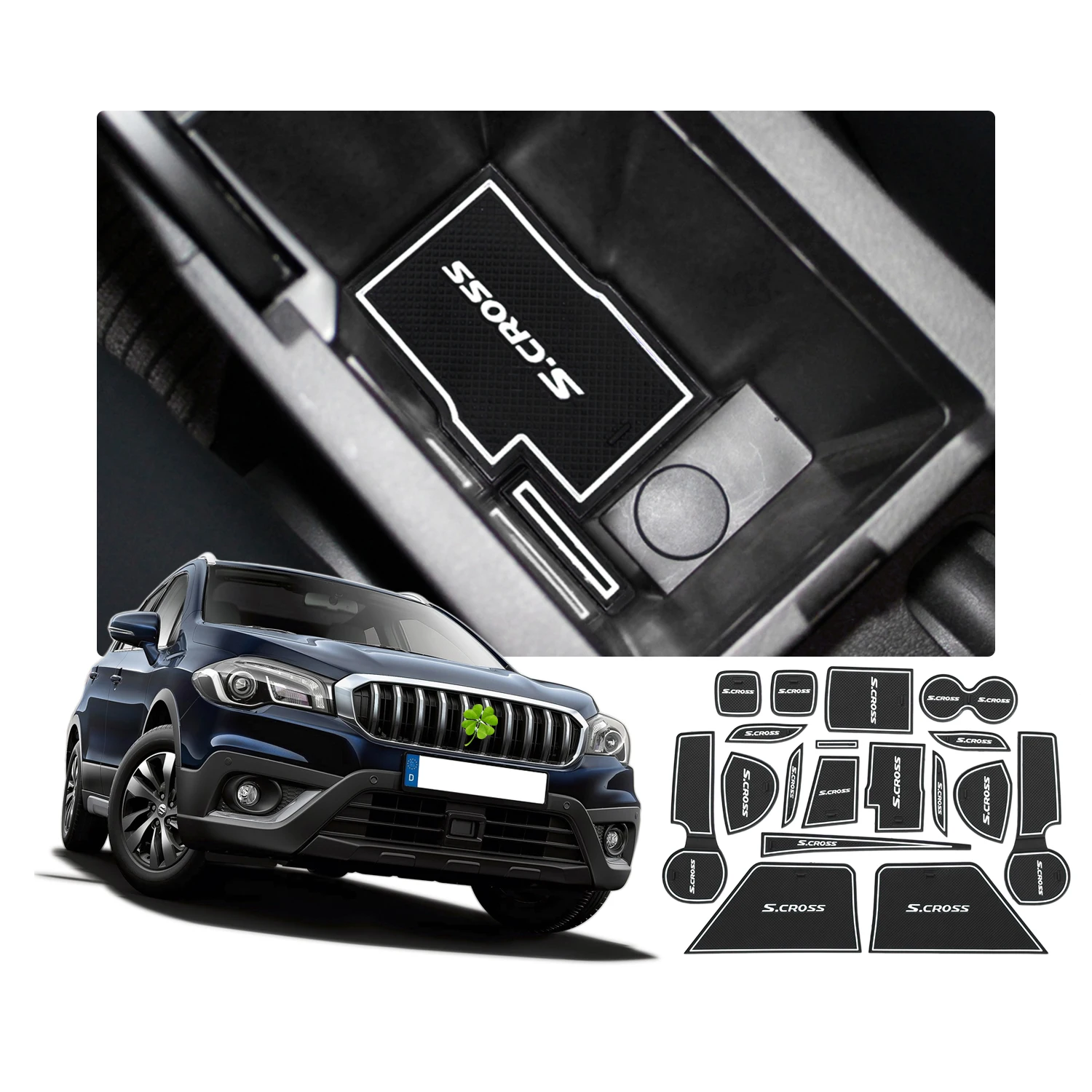 RUIYA нескользящий пылезащитный коврик для двери для Maruti Suzuki S-Cross, Автомобильный интерьер, слот для ворот, подлокотник, коврики для хранения