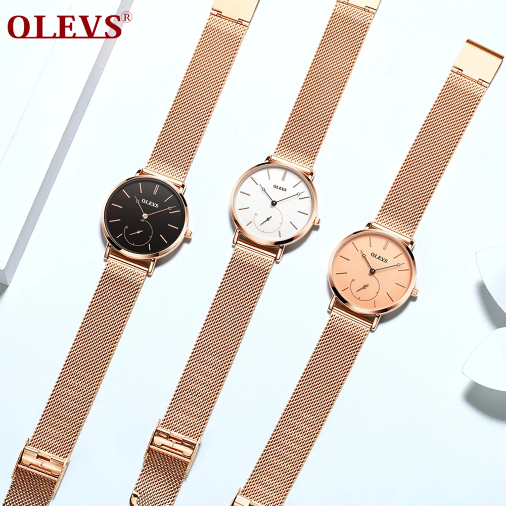 

Swiss Brand OLEVS Watch Women's Quartz Luxury Casual Minimalist Waterproof Mesh Stainless Steel lady Wristwatch