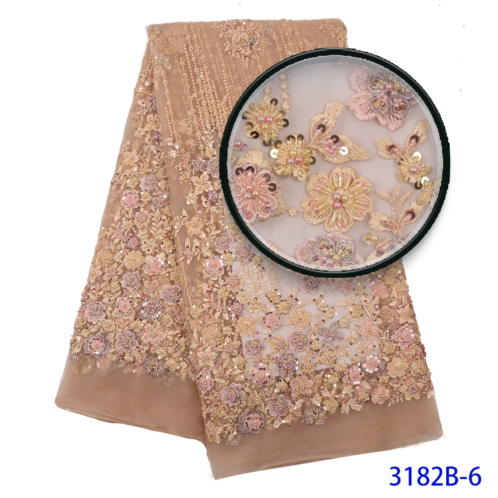 High quality French Handmade Beads Laces Fabrics 2020 Nigerian Popular Tulle Lace Fabric For Bridal Wedding Dress | Дом и сад