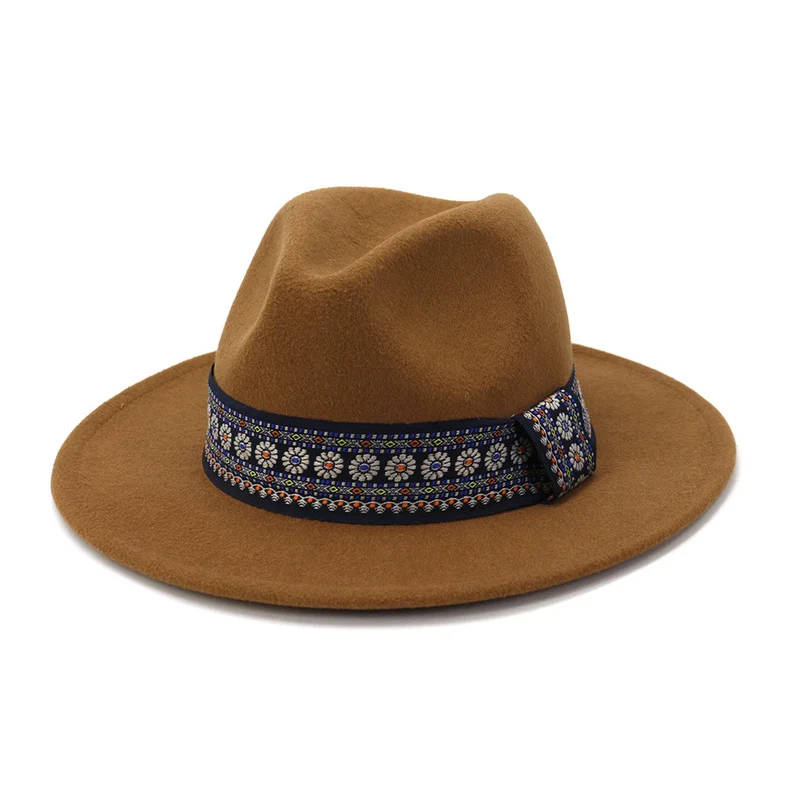 

Шляпа Федора из искусственной шерсти для мужчин и женщин, простая широкая зимняя шапка, модная джазовая шляпа для церкви, свадьбы, вечеринки