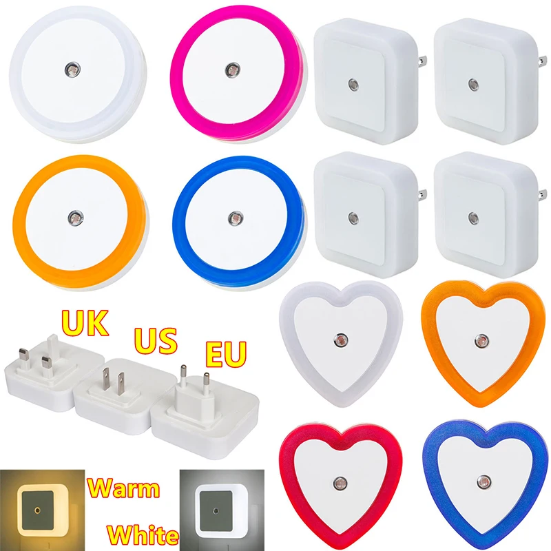 

1/6Pcs LED Night Light Sensor Lighting Mini EU US EU Plug Night light Lamp For Children Kids Living Room Bedroom Lights Lighting