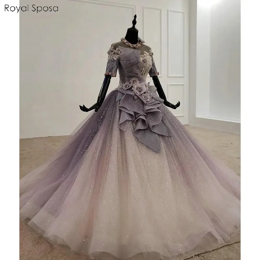 Удивительное фиолетовое Красочное платье с цветами для выпускного вечера