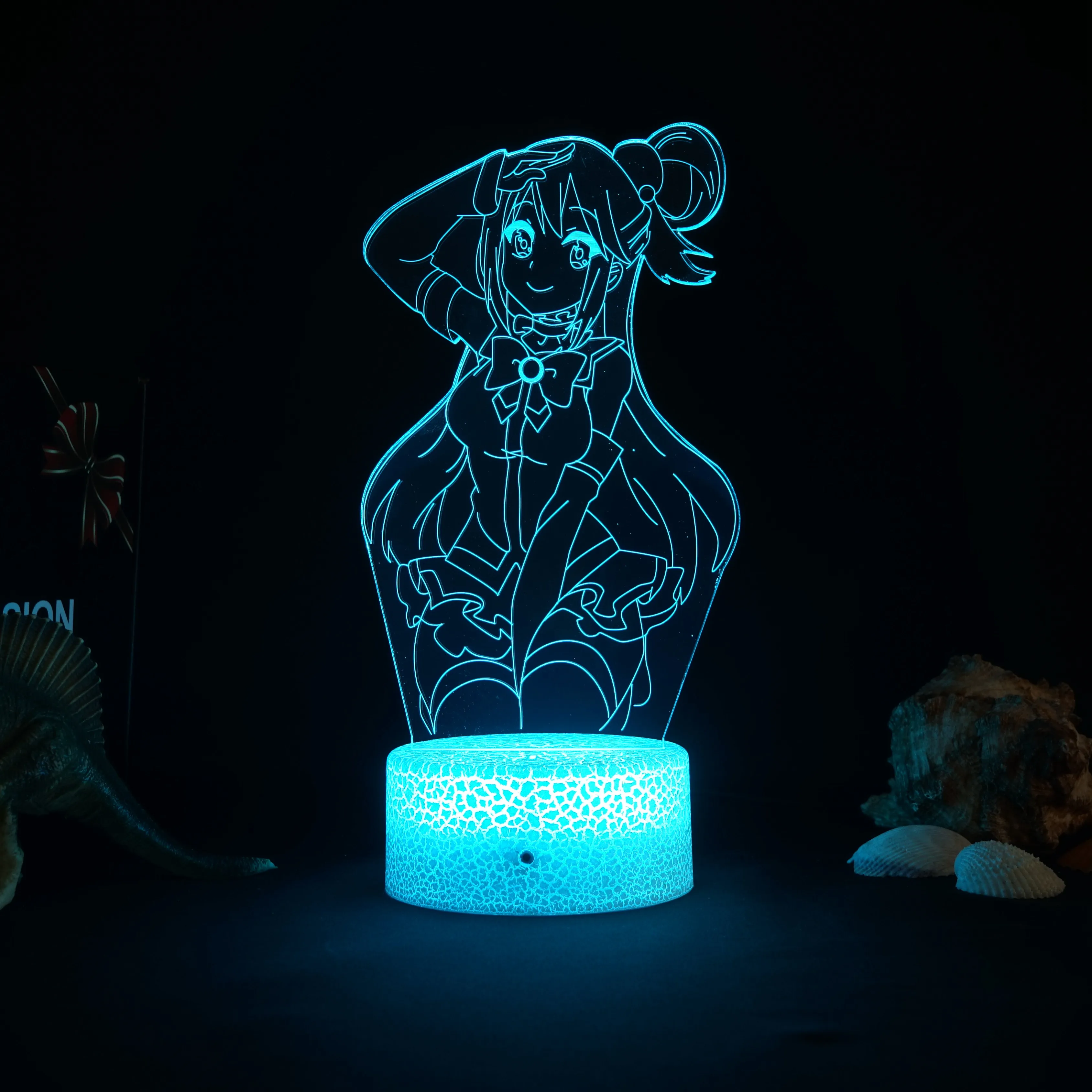 

Anime KonoSuba Aqua Led Light for Kids Bedroom Decor Night Light Brithday Gift Manga KonoSuba Room Desk 3d Lamp Acrylic