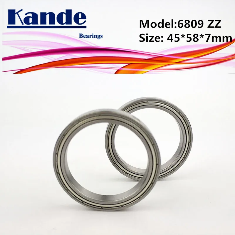6809ZZ 45x58x7 ABEC 1 2 шт. 6809 ZZ Тонкий сечение глубокий паз шарикоподшипник 61809