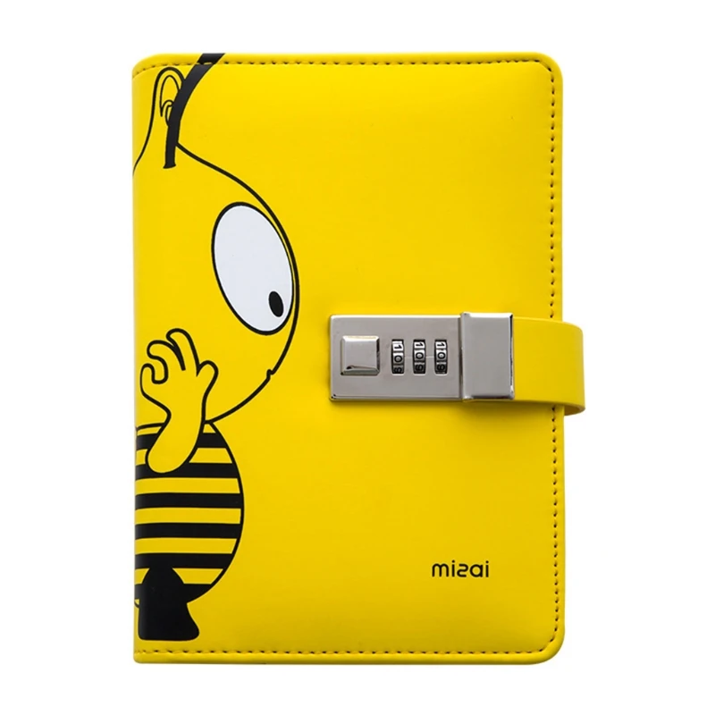 

A6 PU Leather Journal Diary Planner Notebook with Combination Password Lock Traveler Agenda Notepad School Stationery