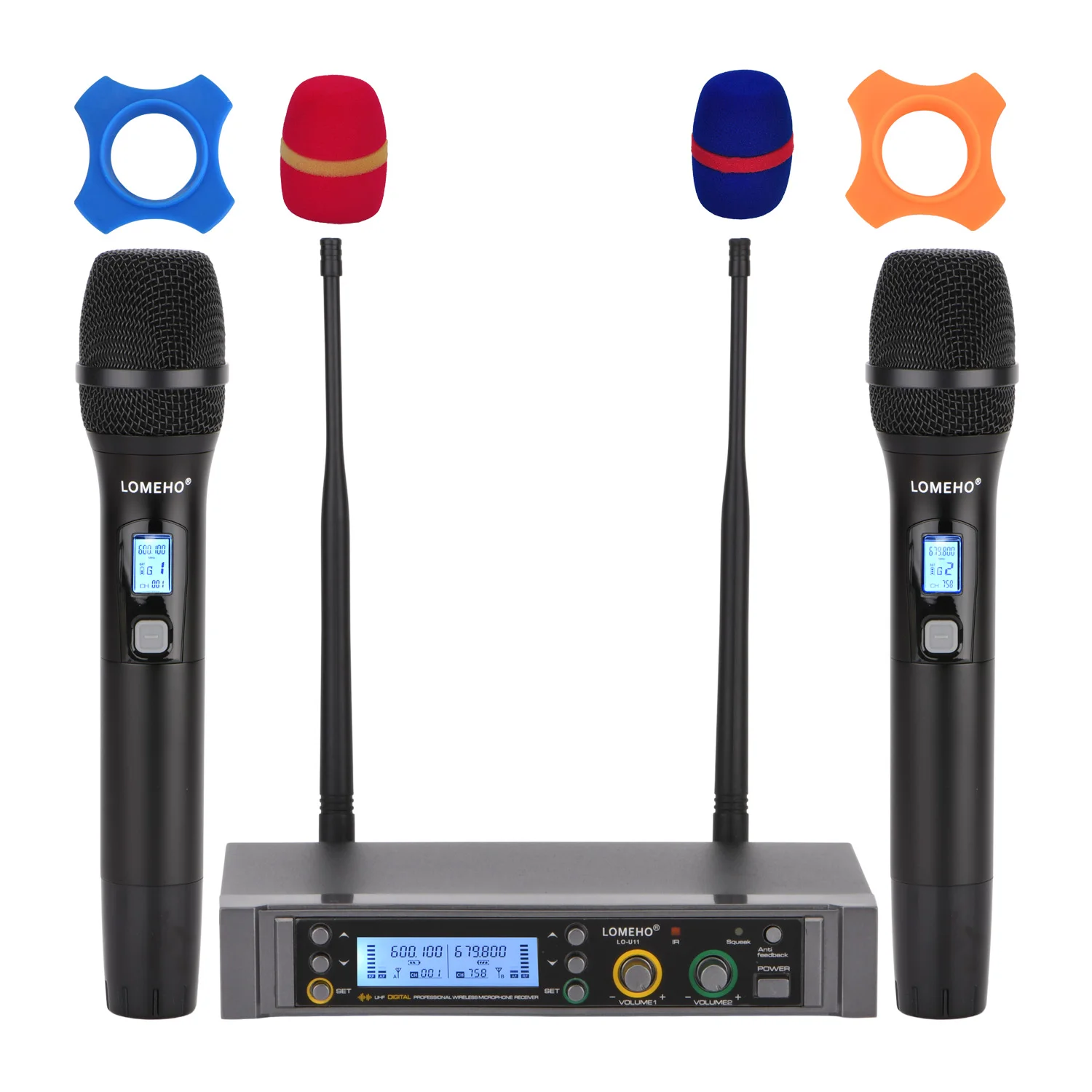 

Lomeho LO-U11 2 Way 2X380 многочастотный DC 5V отзывы связь бесшумный DJ-вечеринка караоке церковный металлический Ручной беспроводной микрофон
