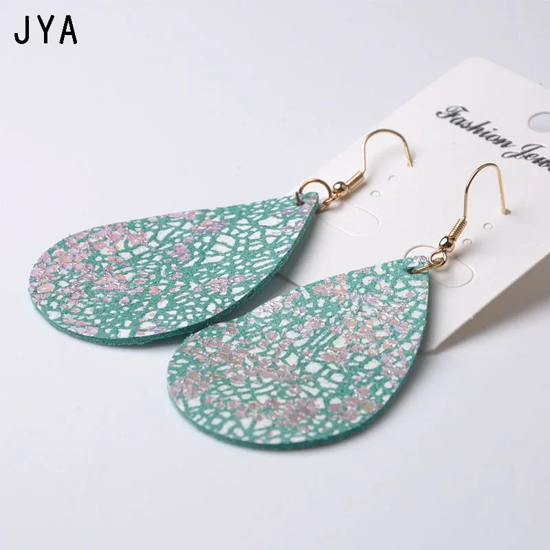 Cpop блестящие серьги из натуральной кожи для женщин Подвесные модные ювелирные