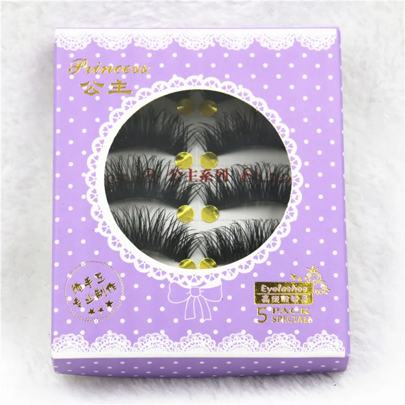 Натуральные длинные черные Накладные ресницы ручной работы 5 пар Толстые горячие