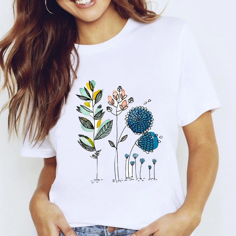 

Women Graphic Cartoon Heifer Feather Vintage Spring Fashion 90s Short Sleeve Lady Clothes Tops Tees Print Female Tshirt T-Shirt