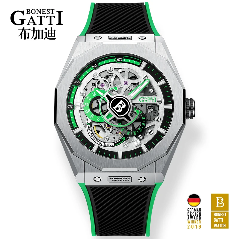 

2020 Mechanical Watch Men's Top Brand GATTI Sports Waterproof Automatic Watches For Men Rubber Band Wrist-Watches