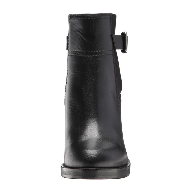 Daily Work Shoes Booty Spring Autumn Winter Women's Fashion Round Toe Black High Chunky Heel Ankle Boots Buckle Big Size 46