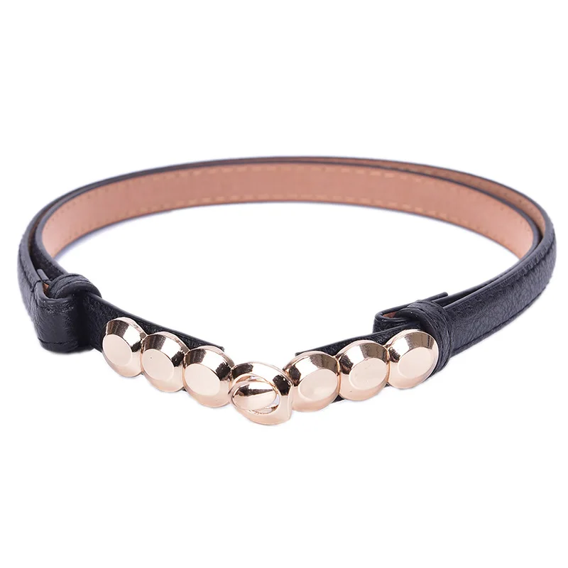 

1PCS Ladies Buckle Belt Faux Leather Dress Waistband Women Metal Plate Belts Female Thin Belts