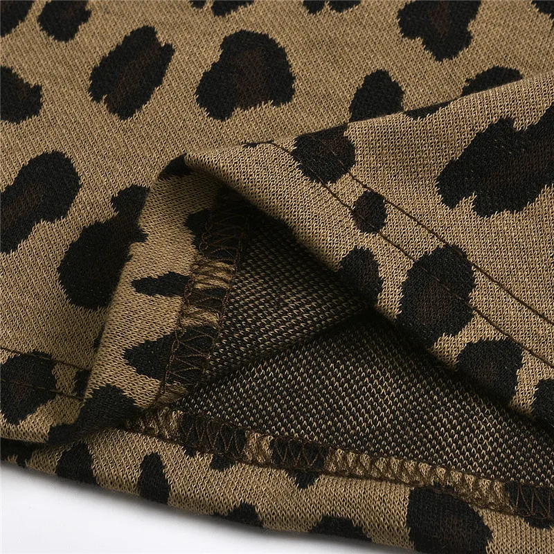 

1-5Y Toddler Kids Sweater Set Baby Girls Leopard Print Pullover Tops Leather Mini Skirts Outfits Party Casual Clothes 2PCS