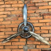 industrial air plane propeller metal wall clock mute aeroplane retro ornament decor crafts wall hanging clock propeller