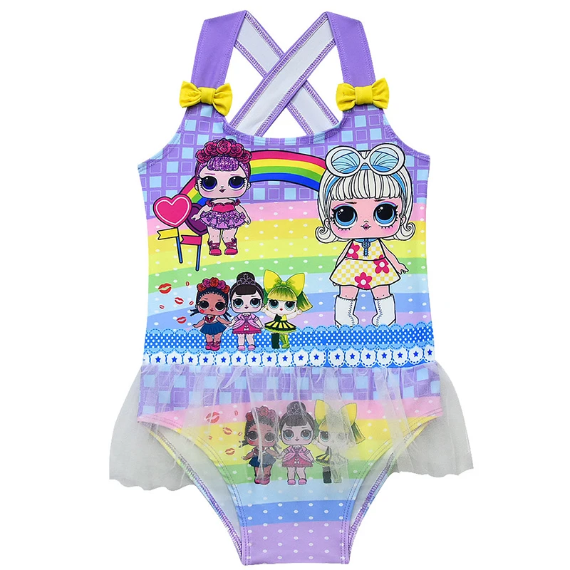 2020 купальный костюм для маленьких девочек с милым мультяшным принтом Купальные
