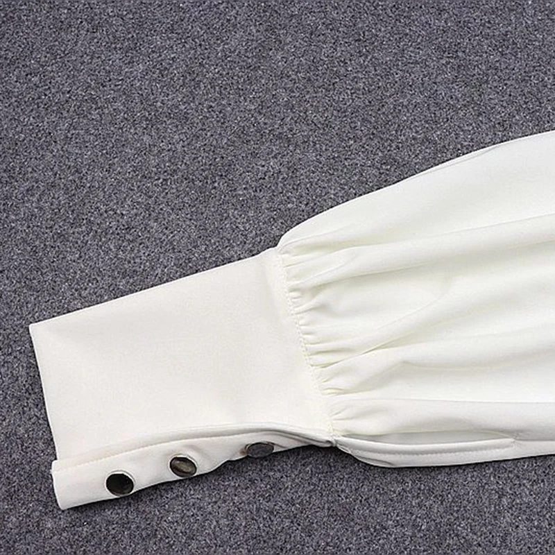 

Square Collar Elegant Bodycon Womens Blouse White Slim Puff Sleeve Tops Office Lady Shirt Autumn Spring 2021 New