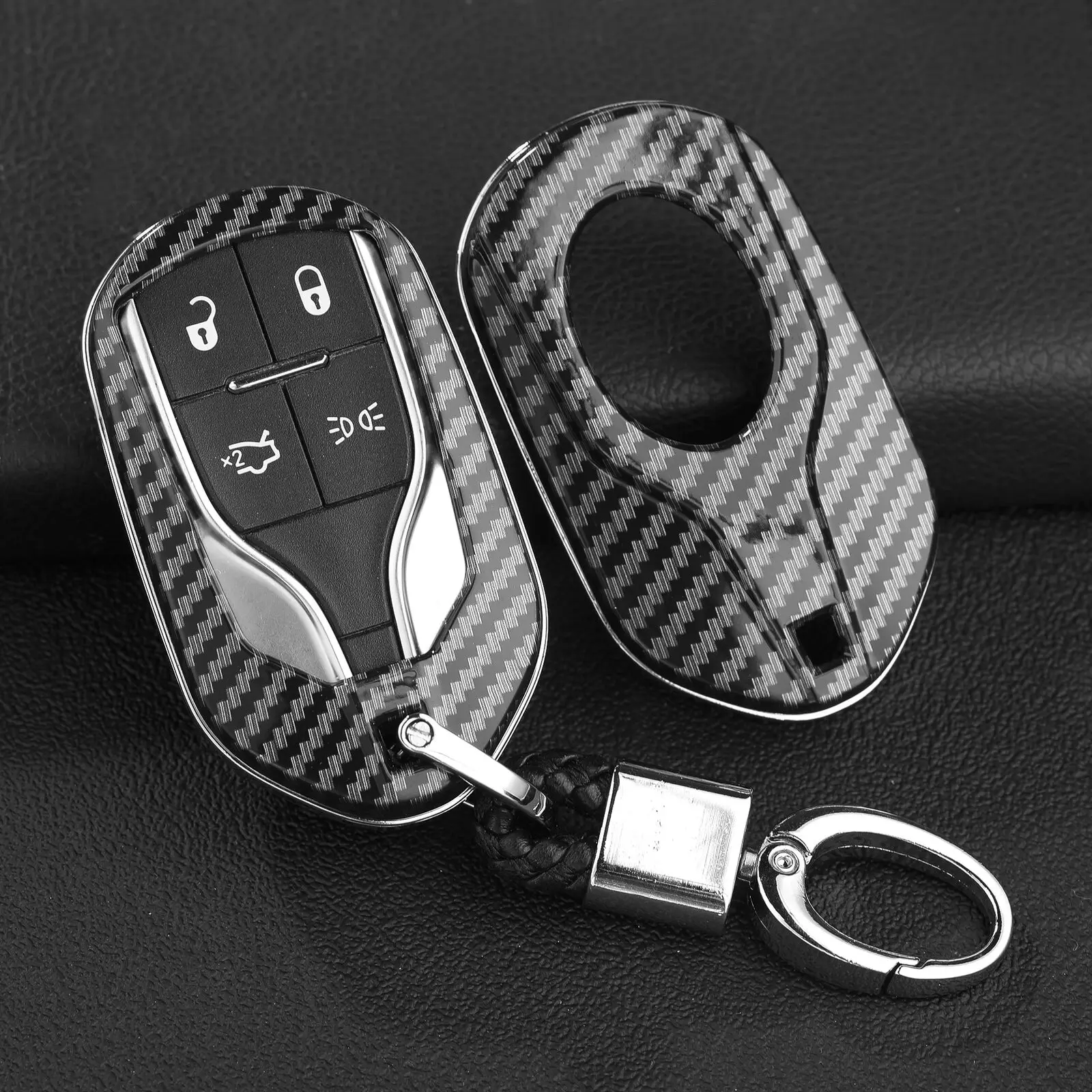 

Car ABS Carbon Fiber KeyChain Cover Case Shell For Maserati Ghibli GT GC Le Key Holder Protector Interior Accessories