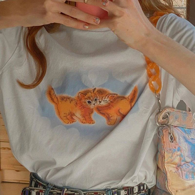 Футболка женская с круглым вырезом и коротким рукавом милая Повседневная