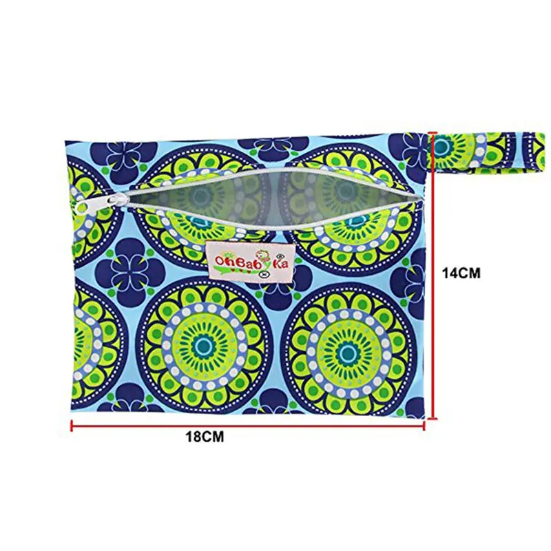 

5Pcs Mini Wet Bag Waterproof PUL Printed Menstrual Pad Bag with Snap Closure Handle Mama Cloth Sanitary Menstrual Maternity Pad