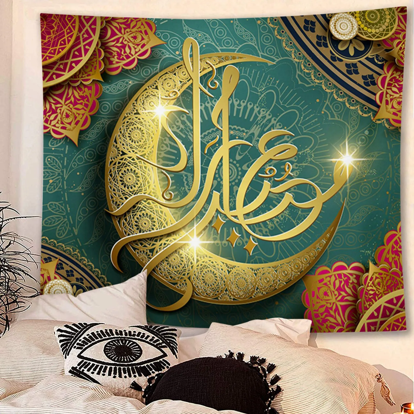 

Allah Muslim Islamic Waterproof Tapestries Ramadan Tapestry Wall Art Decor For Bedroom Living Apartment Dorm Decorations Art D4