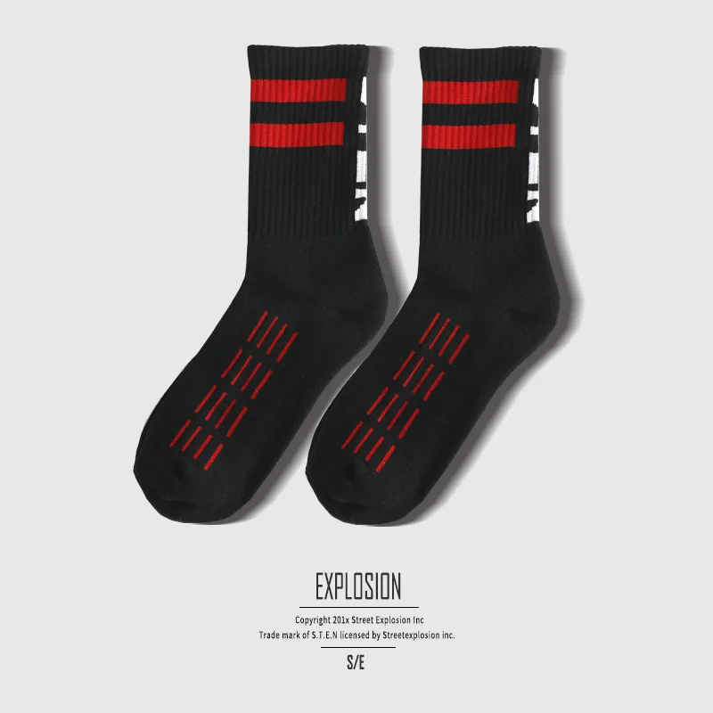 

Plusox Autumn and Winter Fashion Brand Ins Terry Sten Harajuku Men's Skateboarding Stockings Children's Cotton Stockings Middle