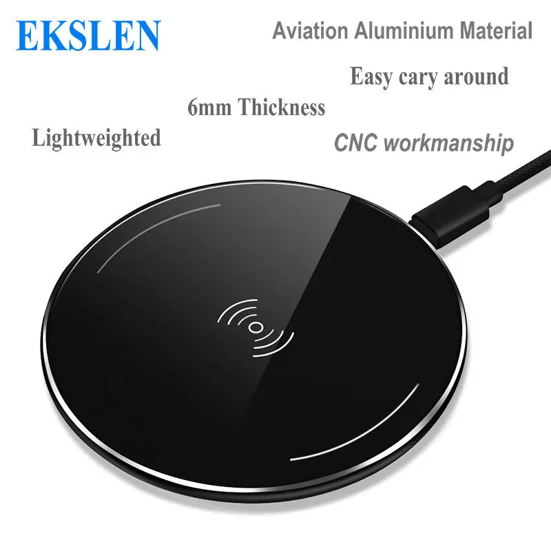 Wireless Charger Ultra Thin Aviation Aluminum CNC Unibody Fast Charging Pad Black for iPhone Xs Max X 8 Plus Samsung Note9 S10 |