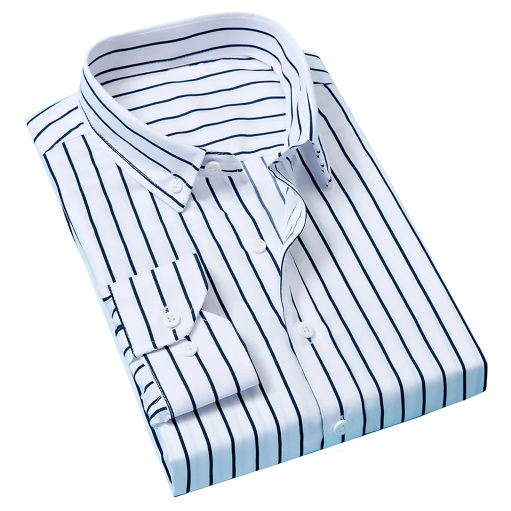 Модная мужская деловая Повседневная рубашка с длинными рукавами в Вертикальную