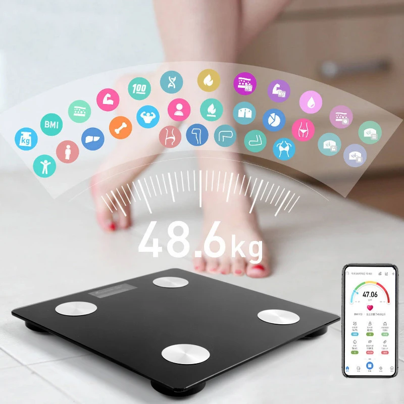 smart bathroom scales Bluetooth Floor Body Scale Bathroom Scales BMI Fat Scales LED Digital Smart Weight Scale Balance Body Composition Analyzer electronic bathroom scales