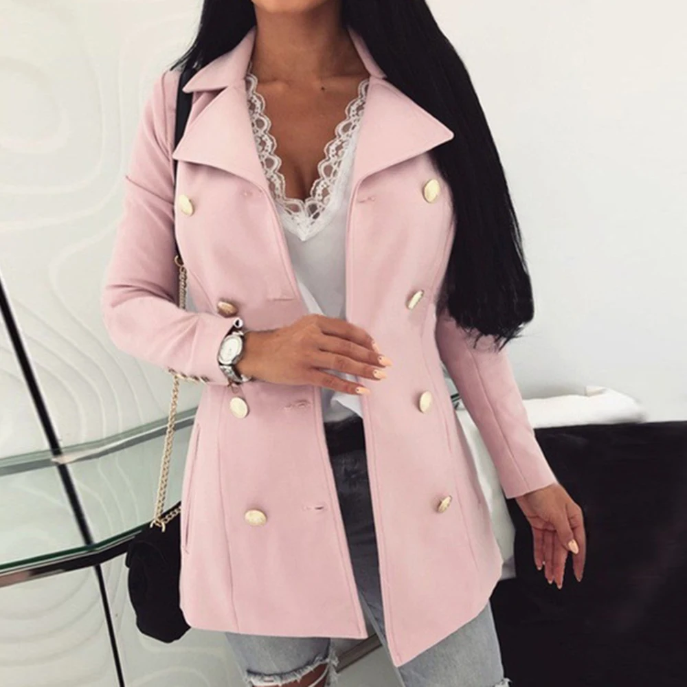 Женское пальто в винтажном стиле однотонная приталенная куртка с длинным