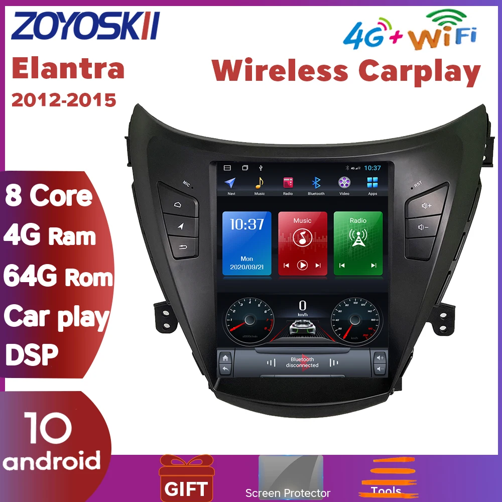 ZOYOSKII Android 9 0 10 4 дюймов автомобильное радио GPS bluetooth навигация для hyundai elantra 2012